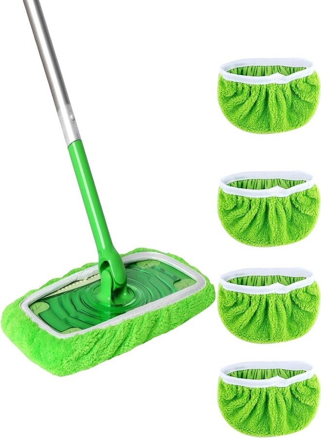 Abvsdu 4PCS Reusable Microfiber Mop Pads Compatible with Swiffer Sweeper, Washable Wet Mop Pad, Refill Pad for Wet Dual Purpose Mop for 10-12 Inch Cleaning Mops - Image 1